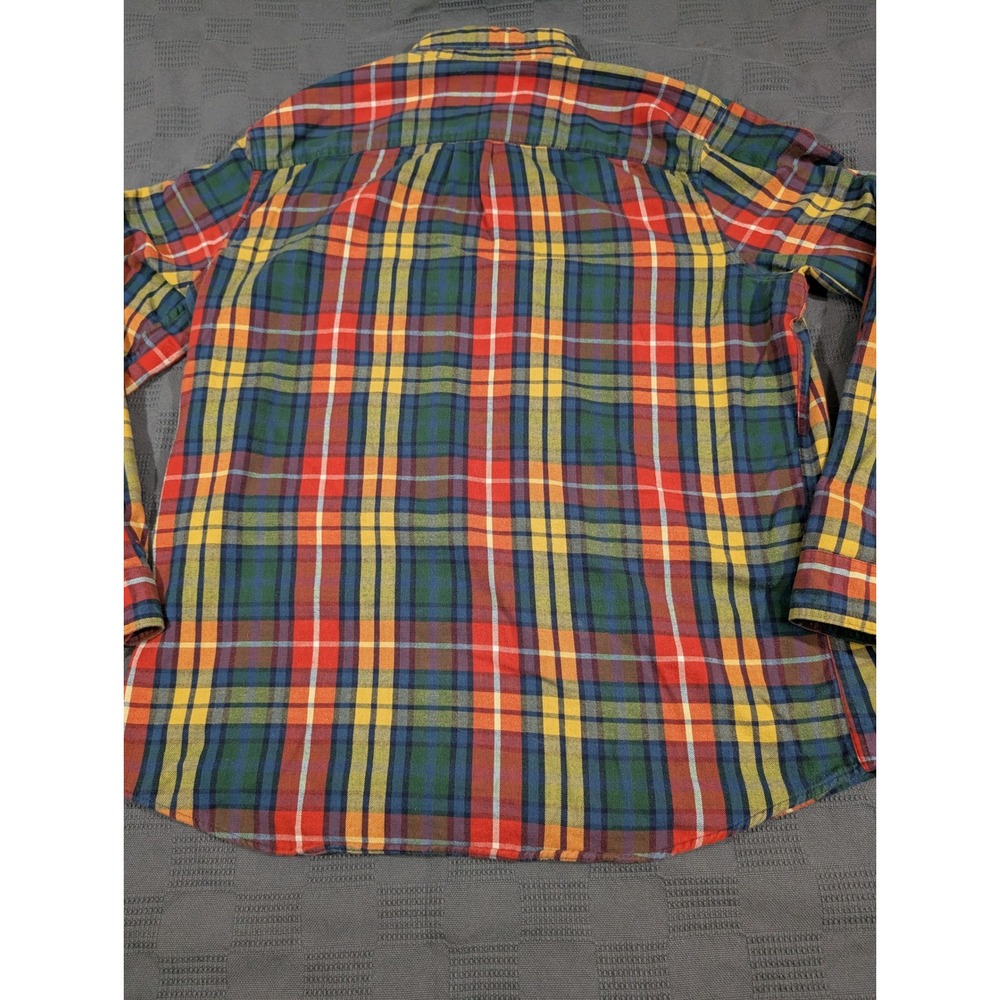 LL Bean Mens Slightly Fitted Flannel Shirt Large Plaid Cotton Button Down 298167 - Picture 4 of 7